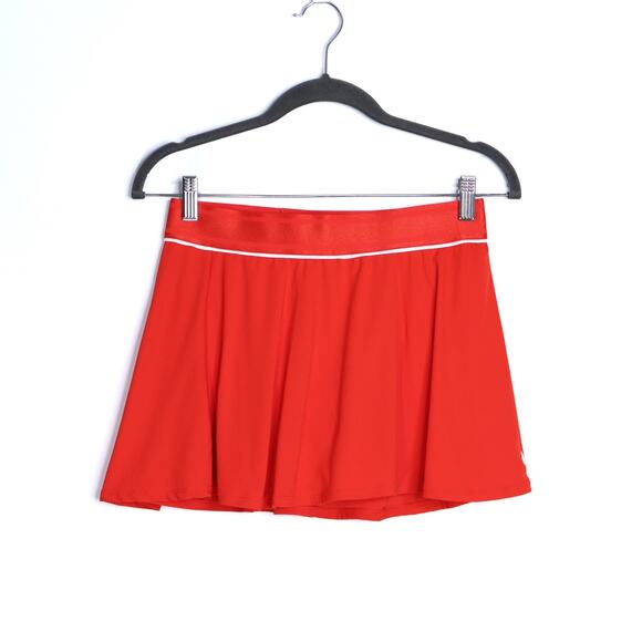 NIKE Court Dri Fit Victory Flouncy Tennis Skirt Red Lightweight Active Women's M - Picture 1 of 6